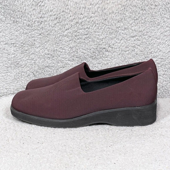LL Bean Womens Size 6.5 Slip On Loafers Shoes Maroon Burgundy Comfort 05940 - Picture 3 of 9